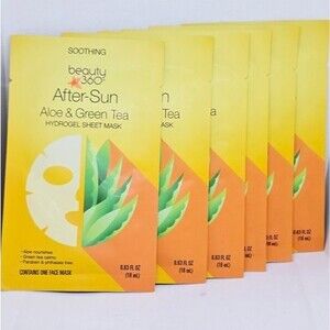 KOREAN BEAUTY 360 AFTER-SUN ALOE & GREEN TEA HYDROGEL SHEET MASK NEW SET OF 6